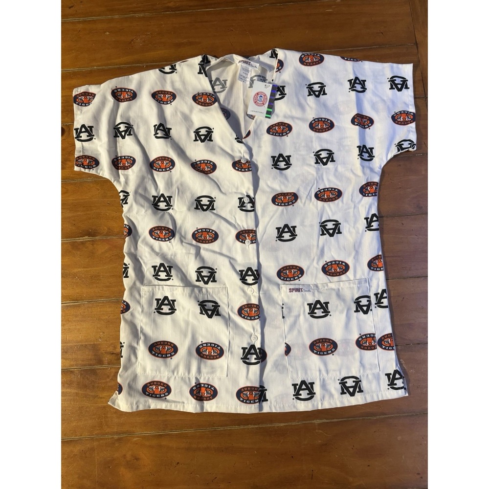 Auburn Tigers War Eagles Women's Small Scrub Top Spirit Scrubs NWT 2 Pocket